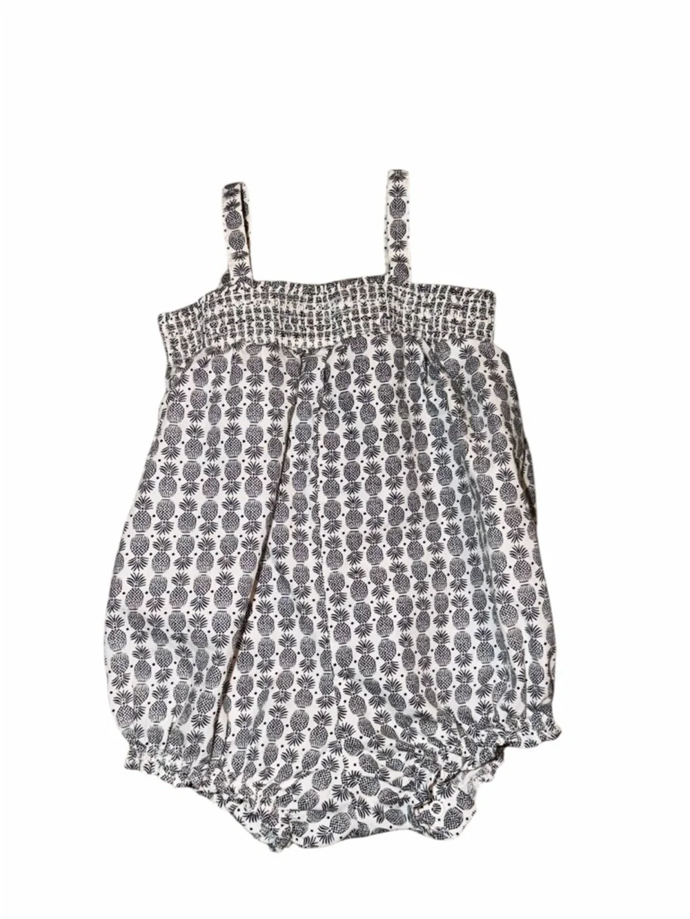 Janie and Jack Black & White Pineapple Print Bubble Romper - Size 6-12 Mo Girls